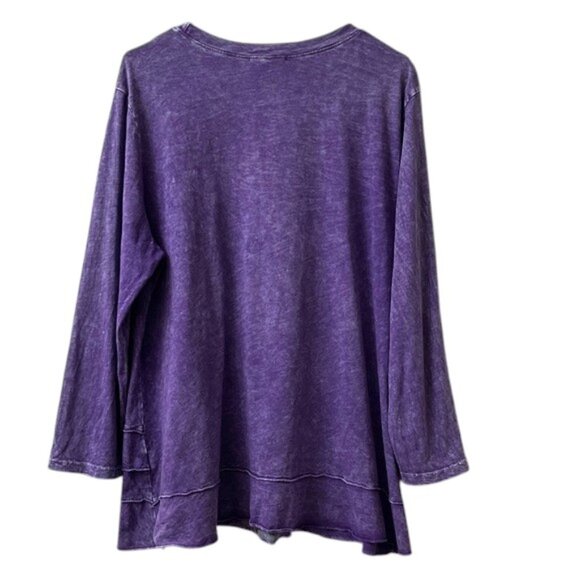 Jess & Jane Purple Mineral Wash Tunic Abstract Geo Print 100% Cotton  Size 1X - Picture 6 of 10